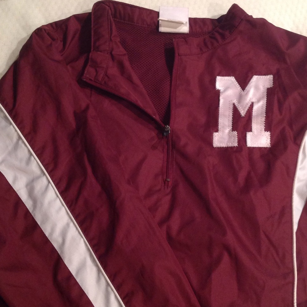 Vintage Maroon and White Windbreaker Jacket
